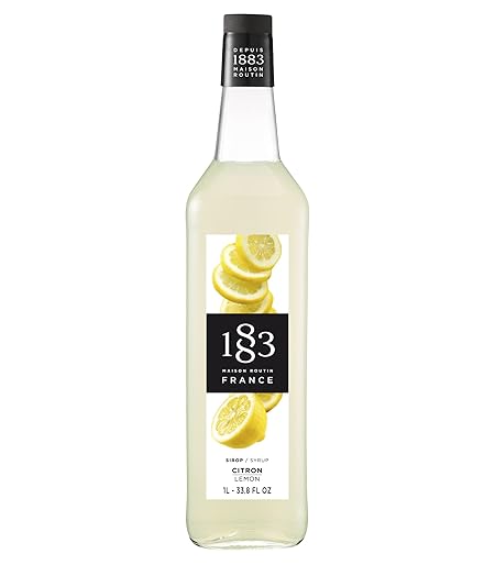 1883 Lemon Syrup for Drinks, Made in France, 1 Liter Glass Bottle