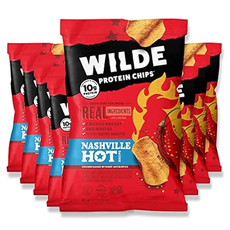 WILDE Nashville Hot Protein Chips, Thin and Crispy, High Protein, Keto friendly, Made with Real Ingredients, 2.25oz Bags (Pack of 8)…