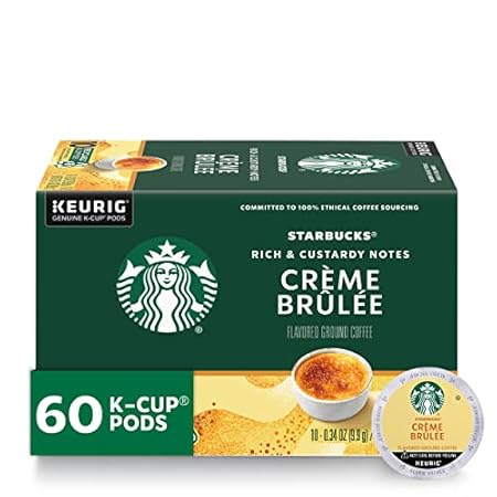 Starbucks K-Cup Coffee Pods, Crème Brûlée Flavored Coffee, Naturally Flavored, 100% Arabica, 6 boxes (60 pods total)