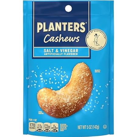 PLANTERS Cashews Salt & Vinegar - Trail Mix Snack Packs - Snacks, Snack Pack, Party Trail Mix, 5 Oz Bag, 1 Pack