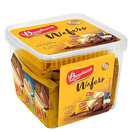 Bauducco Mini Wafer Cookies, Chocolate & Vanilla, 3 Creamy Layers, Crispy Wafers, Single Serve, No Artificial Flavors, 31 oz (Pack of 22)