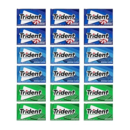 Trident Sugar-Free Chewing Gum Variety Pack Candy, Spearmint, Perfect Peppermint & Original Flavor, 18 Packs of 14 Pieces (252 Total Pieces)