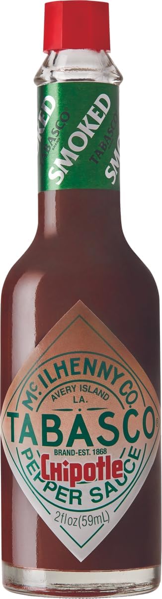 TABASCO Brand Chipotle Pepper Sauce, Medium Hot Sauce, Glass Bottle, Chipotle Peppers, Smoky & Smooth, Great for Marinating or Grilling Meats, Chicken Burritos, & More, 2 Fl Oz (Pack of 1)