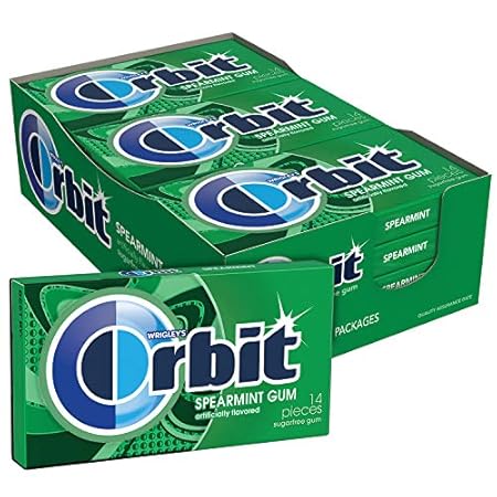 WRIGLEY'S ORBIT Gum Sugar-Free Spearmint - 12 Packs in Bulk, 14 Pieces Each - Chewing Gum, 168 Total Pieces