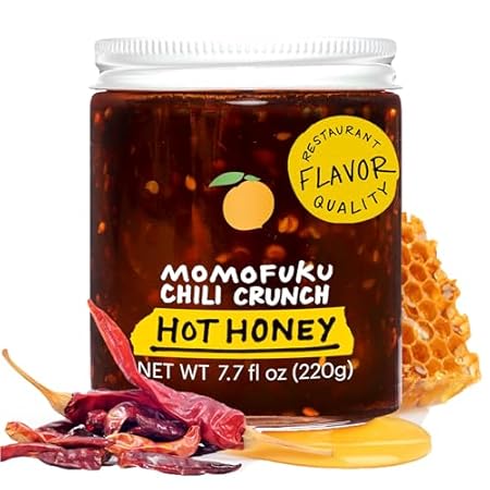 Momofuku Hot Honey Chili Crunch by David Chang 7.7 oz, Oil with Premium Wildflower Honey, Garlic and Shallots, Chili Crisp for Cooking, as Sauce or Topping