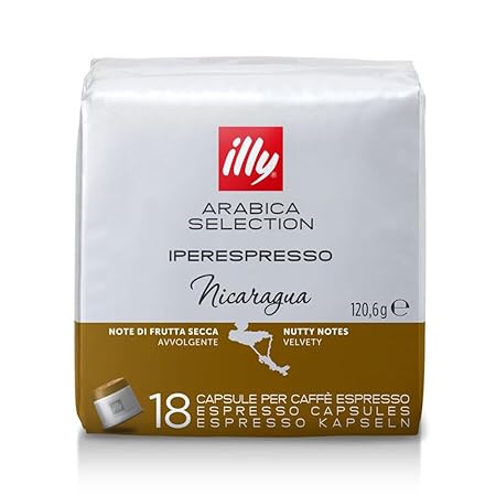 illy Coffee, Arabica Selection Nicaragua Espresso Capsules, Single Origin, For Brewing with iperEspresso Capsule Machines, 18 Count