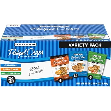 Snack Factory Pretzel Crisps Variety Pack, Individual 1.5 Ounce (Pack of 24)