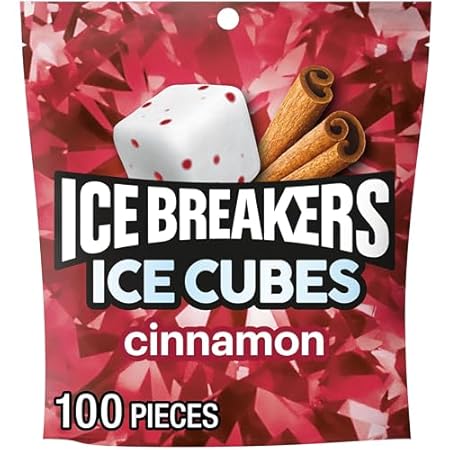 Ice Breakers Ice Cubes Cinnamon Sugar Free Chewing Gum Pouch, 8.11 oz (100 Pieces)