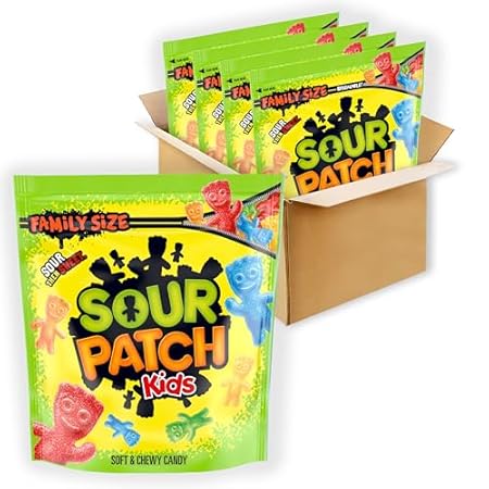 SOUR PATCH KIDS Soft & Chewy Candy, Family Size, Bulk Candy, 4 - 1.8 lb Bags