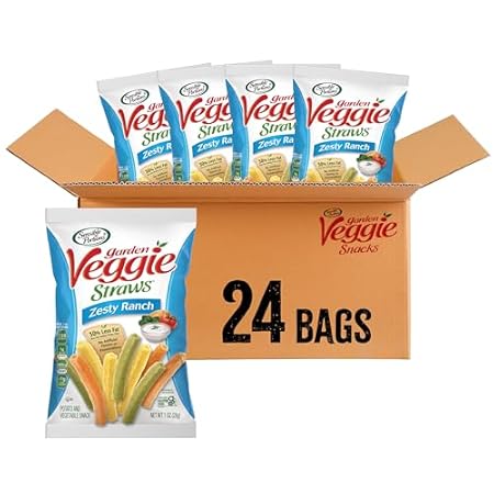 Sensible Portions Garden Veggie Snacks - Veggie Straws, Snack Size, Zesty Ranch, 1 Oz (Pack of 24)