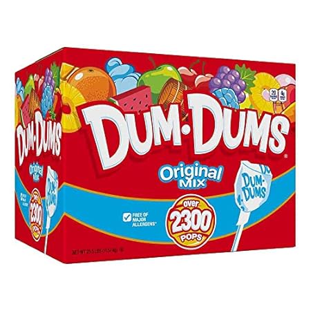 Dum Dums Original Mix 2,300 Count Box- All-Time Classic Flavors - Bulk Candy, Lollipops Individually Wrapped, Mix Variety Pack - Halloween Candy Bulk for Trick-or-Treating