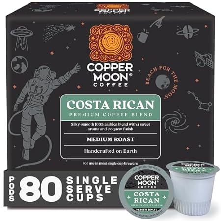 Copper Moon Single Serve Coffee Pods For Keurig K-Cup Brewers, Medium Roast, Costa Rican Blend, 80 Count