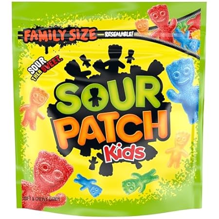 SOUR PATCH KIDS Soft & Chewy Sour Then Sweet Candy, Family Size, Bulk, 1.8 lb