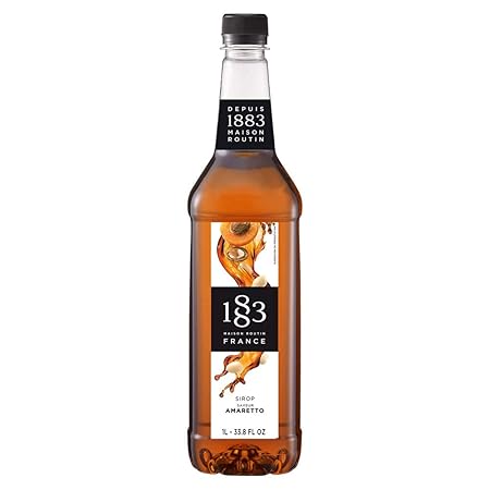 1883 Amaretto Syrup for Drinks, Made in France, 1 Liter Plastic Bottle