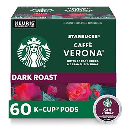 Starbucks K-Cup Coffee Pods, Dark Roast Coffee, Caffè Verona, 100% Arabica, 6 boxes (60 pods total)