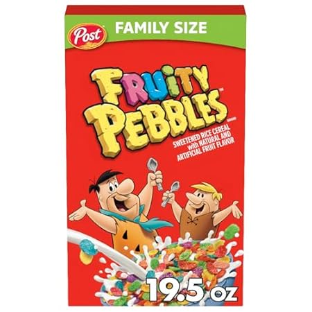 Fruity PEBBLES Cereal, Gluten Free for Kids, 19.5 OZ Family Size Box