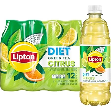 Lipton Diet Green Tea Citrus, 16.9 Fl Oz Bottles (Pack of 12)