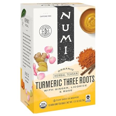 Numi Turmeric Tea, Three Roots, 1.42 Oz Bag, 12/box