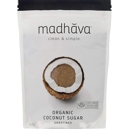 MADHAVA Organic Coconut Sugar (1LB, Pack of 6), Natural Sweetener, White Sugar Alternative for Baking and Cooking, Clean Coffee & Tea Sweetener, Vegan, Organic and Non-GMO