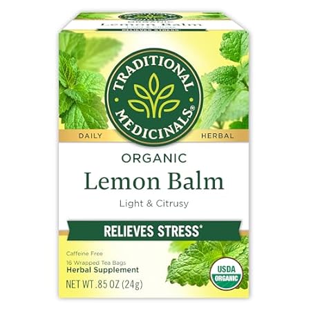 Traditional Medicinals Organic Lemon Balm Herbal Tea, Calming and Supports Digestion, (Pack of 1) - 16 Tea Bags