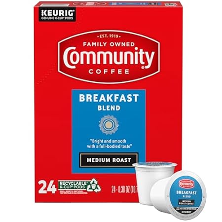 Community Coffee Breakfast Blend 24 Count Coffee Pods, Medium Roast, Compatible with Keurig 2.0 K-Cup Brewers, 24 Count (Pack of 1)