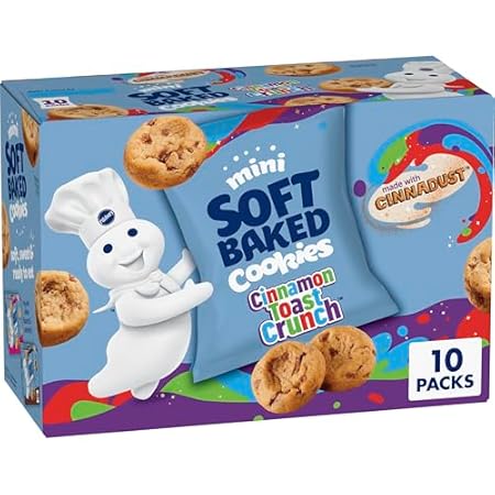 Pillsbury Mini Soft Baked Cookies, Cinnamon Toast Crunch, Made with CINNADUST, Snack Bags, 10 ct
