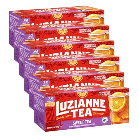 Luzianne Sweet Iced Tea Bags, Family Size, 22ct Box (Pack of 6)