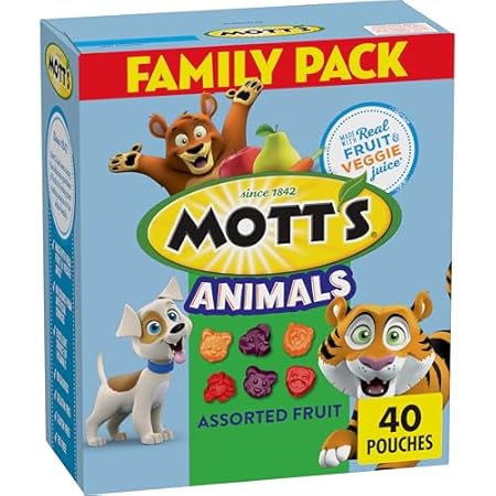 Mott's Fruit Flavored Snacks, Halloween Treats, Animals Assorted Fruit, Gluten Free Snack, Family Pack, 40 Ct, 32 oz