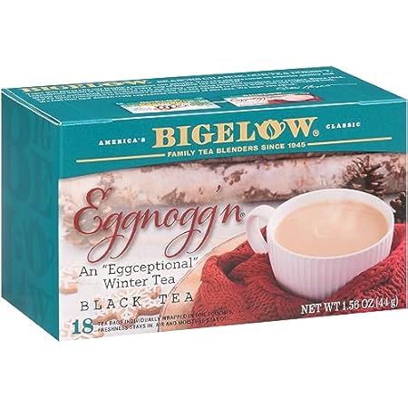 Bigelow Tea Eggnogg'n Black Tea, Caffeinated Tea with Eggnog Flavor, Holiday and Christmas Tea, 18 Count Box (Pack of 6), 108 Total Tea Bags