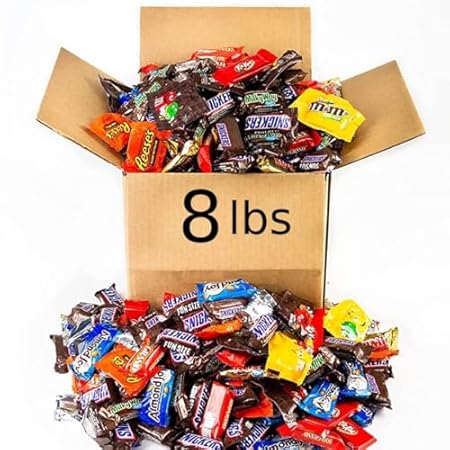 Bomber 8 lb Halloween Candy Bulk Chocolate Variety Pack – Fun Size Candies Individually Wrapped for Halloween Treats & Snacks, Bulk Chocolate Candy Mix for Trick-or-Treat, Gifts for Adults & Kids