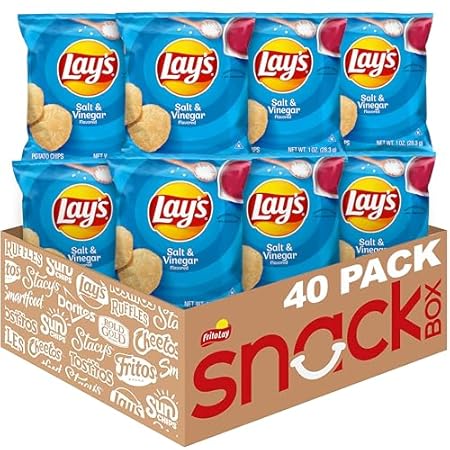 Lay's Salt & Vinegar Flavored Potato Chips, (40 Count)
