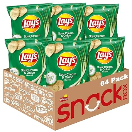 Lay's Potato Chips, Sour Cream & Onion, 1.5 Ounce (Pack of 64)
