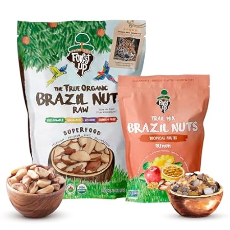 Kit of Snacks The True Organic Brazil Raw & Unsalted Nuts 15 oz + Tropical Mix 7 oz – – Nutrient-Rich and Practical Combo – Fresh, Vegan and Gluten Free – Forest Up