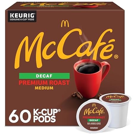 McCafe Premium Roast Decaf Coffee, Single Serve Keurig K-Cup Pods, Decaffeinated, 60 Count, (6 Packs of 10)