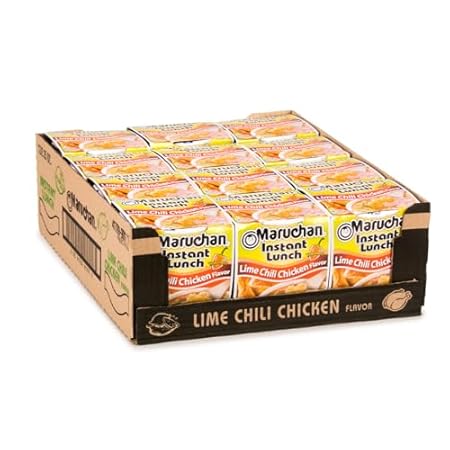 Maruchan Instant Lunch Lime Chili Chicken, Ramen Noodle Soup, Microwaveable Meal, 2.25 Oz, 12 Count
