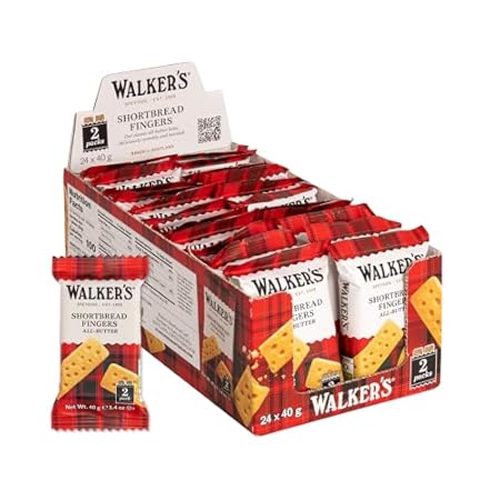 Walker’s All-Butter Shortbread Fingers - 2-Count Snack Packs (Pack of 24) - Authentic Shortbread Cookies from Scotland