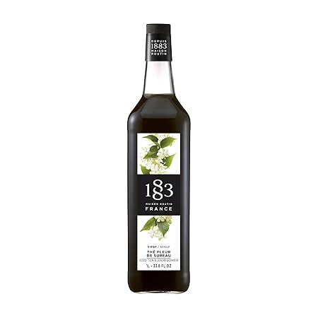 1883 Iced Tea Elderflower Syrup for Drinks, Made in France, 1 Liter Glass Bottle