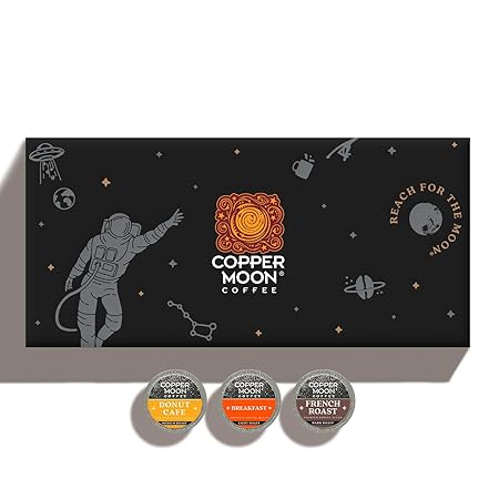 Copper Moon Single Serve Coffee Pods For Keurig K-Cup Brewers, Flavored Variety Pack (Breakfast, Donut Cafe, French Roast), 60 Count