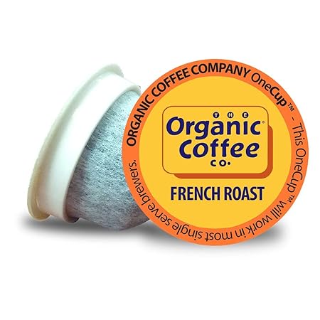 The Organic Coffee Co. Compostable Coffee Pods - French Roast (80 Ct) K Cup Compatible including Keurig 2.0, Dark Roast