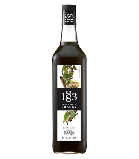 1883 Chai Tea Syrup for Drinks, Made in France, 1 Liter Glass Bottle