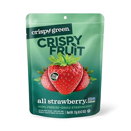 Crispy Green Natural Freeze-Dried Fruit, Strawberry Single-Serve, No Sugar Added, 0.42 Ounce (Pack of 12)