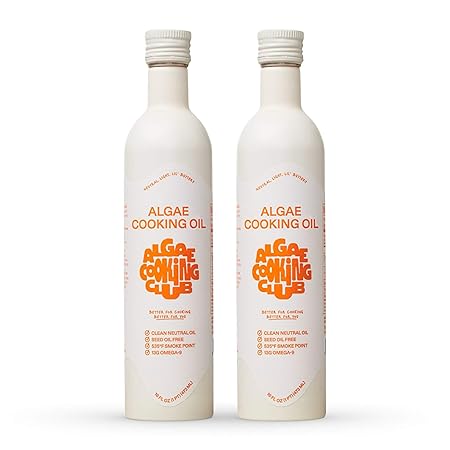 Algae Cooking Club Chef-Grade 100% Algae Cooking Oil - High Smoke Point 535°F - Rich in Omega-9, Neutral Buttery Flavor - Seed-Oil Free - Perfect for Searing, Baking, Frying & Dressings (2, 16 fl oz)
