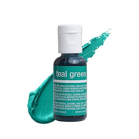 Chefmaster Teal Green Liqua-Gel® Food Coloring | Vibrant Color | Professional-Grade Dye for Icing, Frosting, Fondant | Baking & Decorating | Fade-Resistant | Easy-to-Use | Made in USA | 0.70 oz