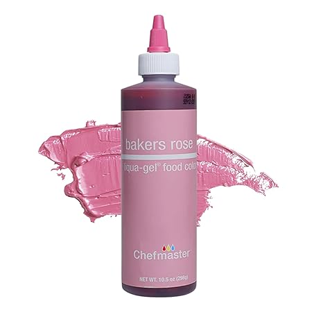 Chefmaster Bakers Rose Liqua-Gel® Food Coloring | Vibrant Color | Professional-Grade Dye for Icing, Frosting, Fondant | Baking & Decorating | Fade-Resistant | Easy-to-Use | Made in USA | 10.5 oz