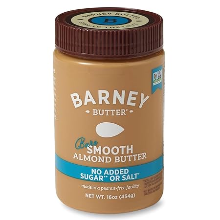 Barney Butter Almond Butter, Bare Smooth, 16 Ounce Jar, No Added Sugar or Salt, Skin-Free Almonds, No Stir, Non-GMO, Gluten Free, Keto, Paleo, Vegan