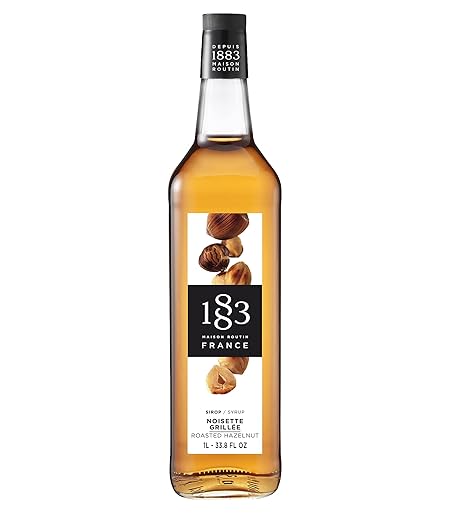 1883 Routin Roasted Hazelnut Syrup, Glass Bottle, 33.8 Ounce