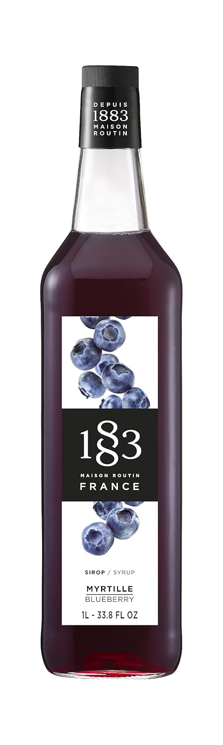 1883 Blueberry Syrup for Drinks, Made in France, 1 Liter Plastic Bottle