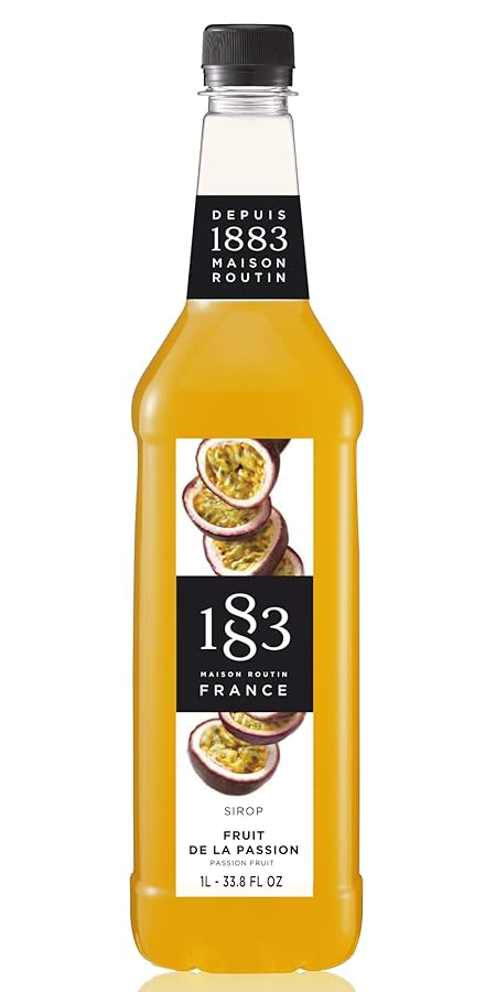 1883 Passion Fruit Syrup for Drinks, Made in France, 1 Liter Plastic Bottle