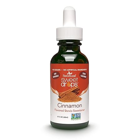 SweetLeaf Sweet Drops - Flavored Stevia Liquid Sweetener, Organic Stevia Extract, Zero Calories, Gluten Free, Keto Friendly, Non GMO, Natural Flavors, Sugar Alternative - Cinnamon, 2 Fl Oz (Pack of 1)