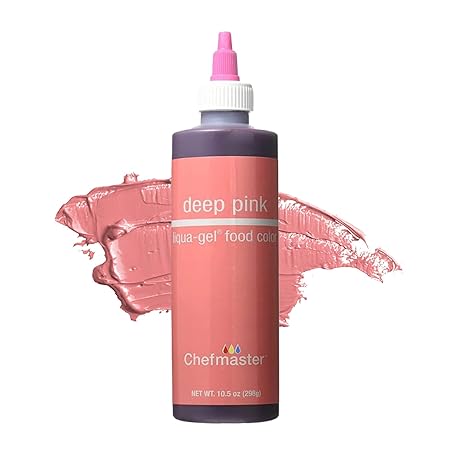 Chefmaster Deep Pink Liqua-Gel® Food Coloring | Vibrant Color | Professional-Grade Dye for Icing, Frosting, Fondant | Baking & Decorating | Fade-Resistant | Easy-to-Use | Made in USA | 10.5 oz